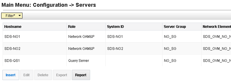 Main menu for servers Main menu for servers